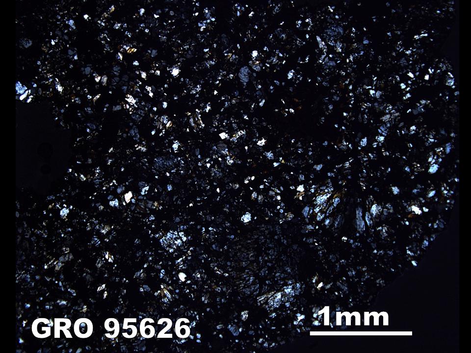 Thin Section Photo of Sample GRO 95626 in Cross-Polarized Light