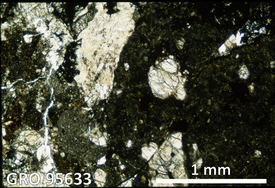 Thin Section Photo of Sample GRO 95633 in Plane Polarized Light