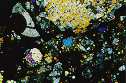 Thin Section Photo of Sample GRO 95658 in Cross Polarized Light