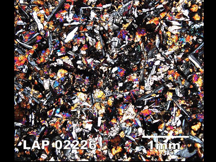 Thin Section Photograph of Sample LAP 02226 in Cross-Polarized Light