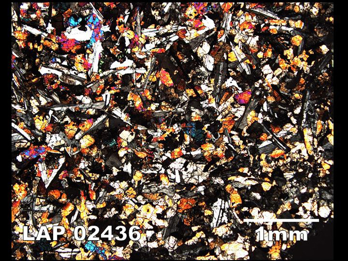 Thin Section Photograph of Sample LAP 02436 in Cross-Polarized Light