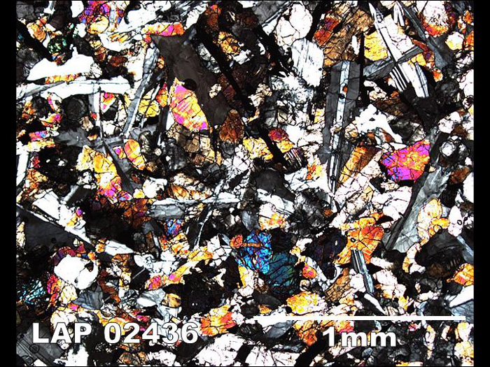 Thin Section Photograph of Sample LAP 02436 in Cross-Polarized Light