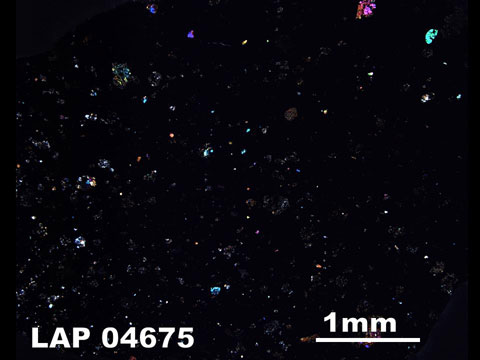 Thin Section Photo of Sample LAP 04675  in Cross-Polarized Light