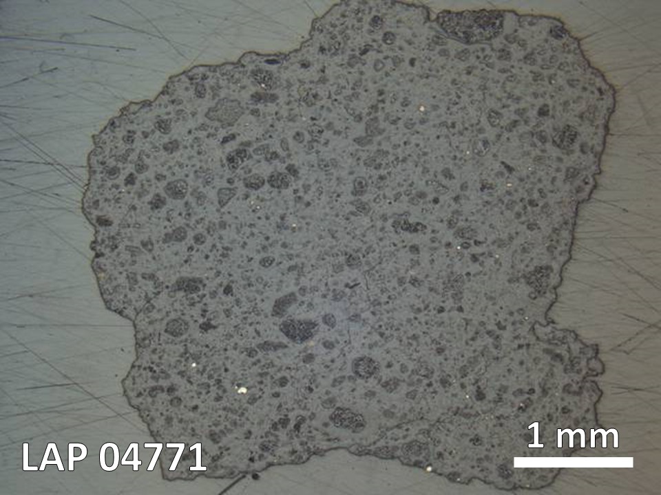 Thin Section Photo of Sample LAP 04771 in Reflected Light with  Magnification