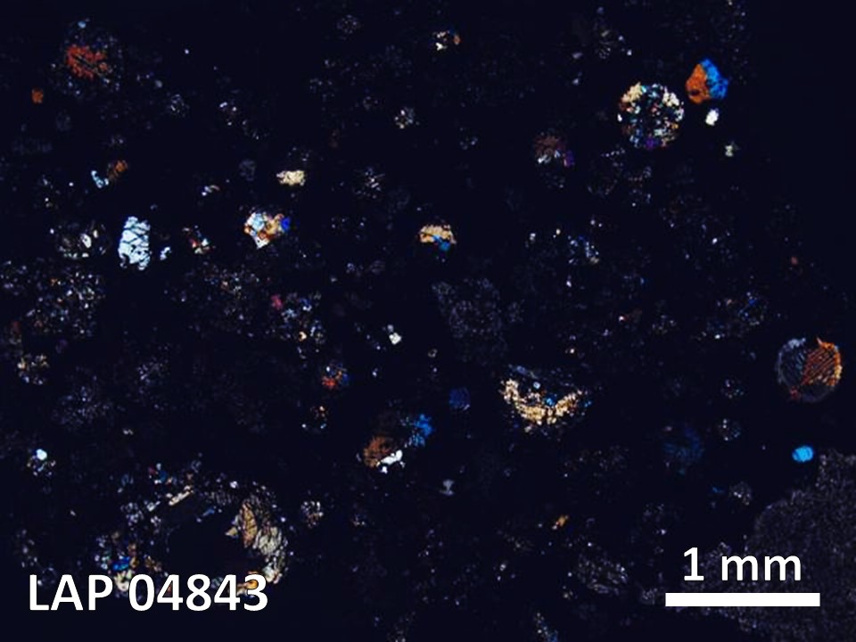 Thin Section Photo of Sample LAP 04843 in Cross-Polarized Light with  Magnification