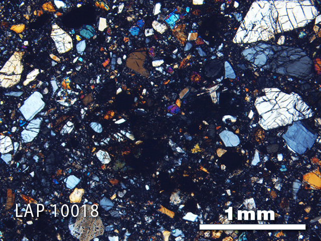 Thin Section Photograph of Sample LAP 10018 in Cross-Polarized Light