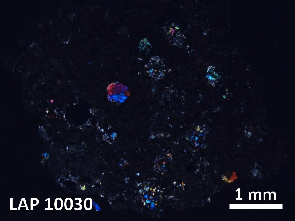 Thin Section Photo of Sample LAP 10030 in Cross-Polarized Light with  Magnification