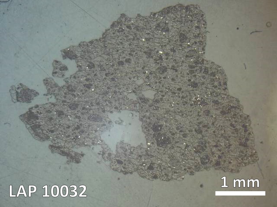 Thin Section Photo of Sample LAP 10032 in Reflected Light with  Magnification
