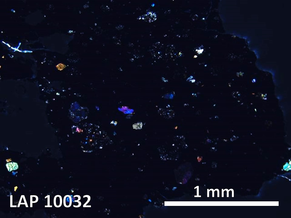 Thin Section Photo of Sample LAP 10032 in Cross-Polarized Light with  Magnification