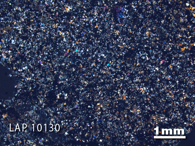 Thin Section Photo of Sample LAP 10130 in Cross-Polarized Light with 1.25X Magnification