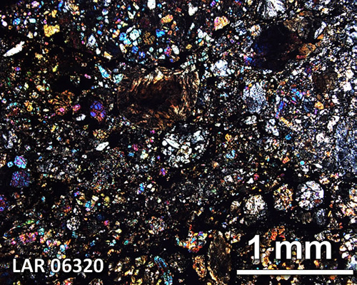 Thin Section Photograph of Sample LAR 06320 in Cross-Polarized Light
