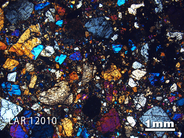 Thin Section Photograph of Sample LAR 12010 in Cross-Polarized Light