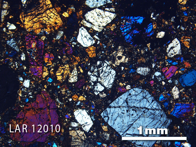 Thin Section Photograph of Sample LAR 12010 in Cross-Polarized Light