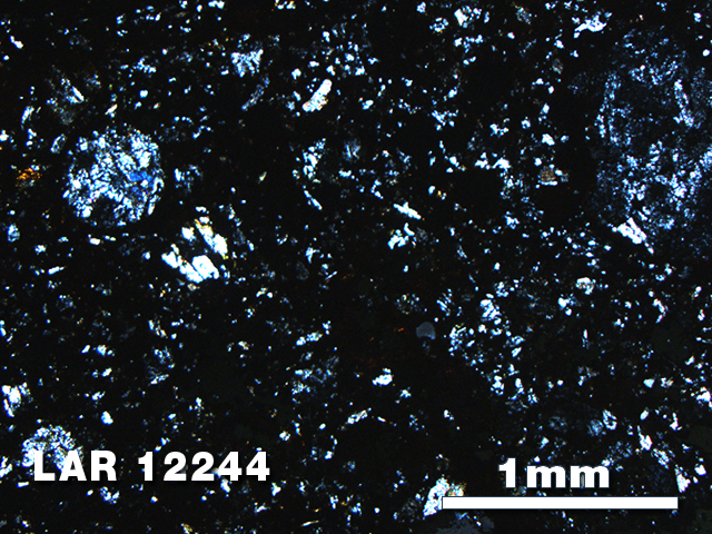 Thin Section Photo of Sample LAR 12244 in Cross-Polarized Light with 2.5X Magnification