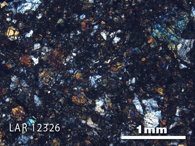 Thin Section Photograph of Sample LAR 12326 in Cross-Polarized Light