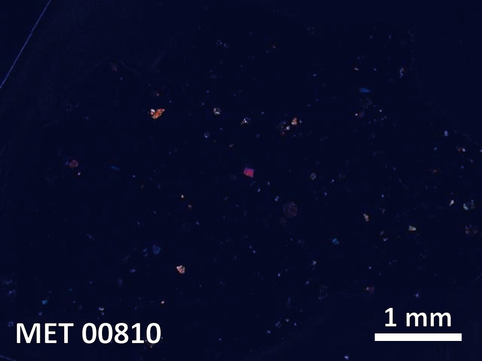 Thin Section Photo of Sample MET 00810 in Cross-Polarized Light with  Magnification