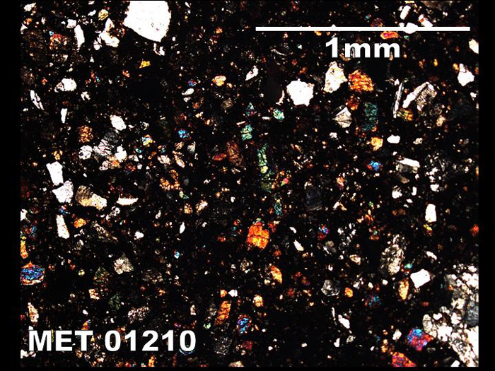 Thin Section Photograph of Sample MET 01210 in Cross-Polarized Light