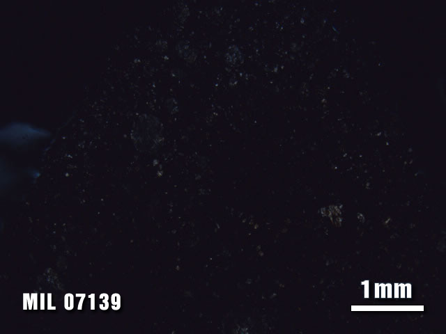 Thin Section Photo of Sample MIL 07139 at 1.25X Magnification in Cross-Polarized Light