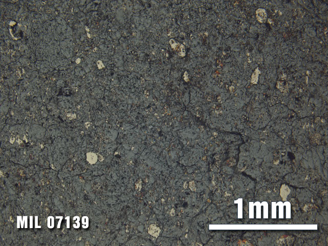 Thin Section Photo of Sample MIL 07139 at 2.5X Magnification in Reflected Light