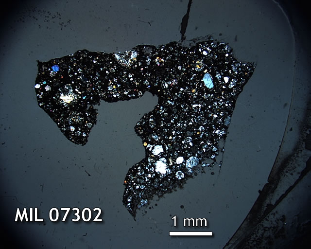 Thin Section Photo of Sample MIL 07302 in Cross-Polarized Light with 1.25x Magnification