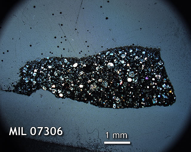 Thin Section Photo of Sample MIL 07306 in Cross-Polarized Light with 1.25x Magnification