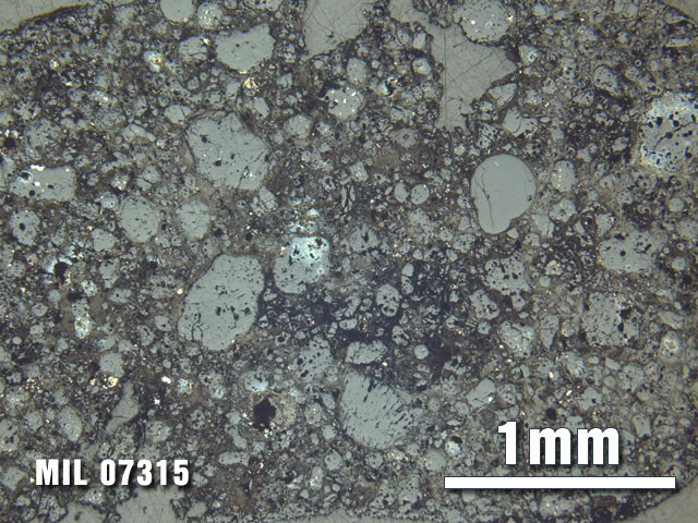 Thin Section Photo of Sample MIL 07315 at 2.5X Magnification in Reflected Light
