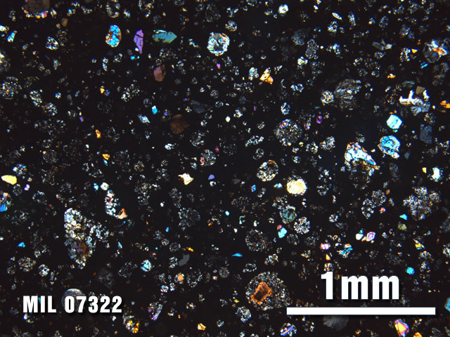 Thin Section Photo of Sample MIL 07322 at 2.5X Magnification in Cross-Polarized Light