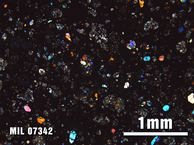 Thin Section Photo of Sample MIL 07342 at 2.5X Magnification in Cross-Polarized Light