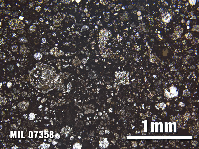 Thin Section Photo of Sample MIL 07358 at 2.5X Magnification in Plane-Polarized Light