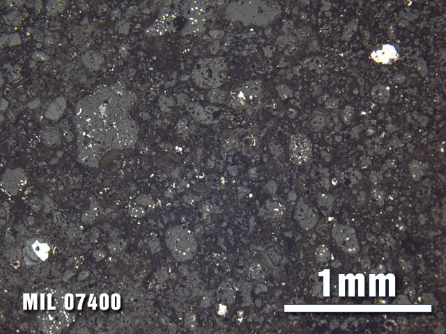 Thin Section Photo of Sample MIL 07400 at 2.5X Magnification in Reflected Light