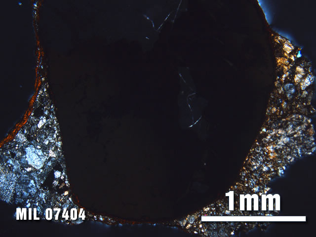Thin Section Photo of Sample MIL 07404 at 2.5X Magnification in Cross-Polarized Light