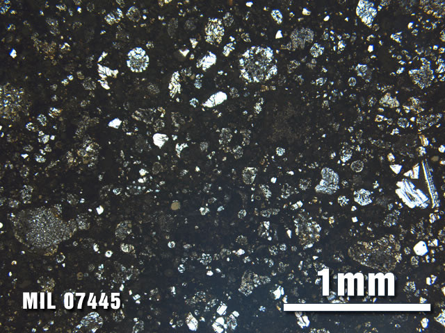 Thin Section Photo of Sample MIL 07445 at 2.5X Magnification in Plane-Polarized Light