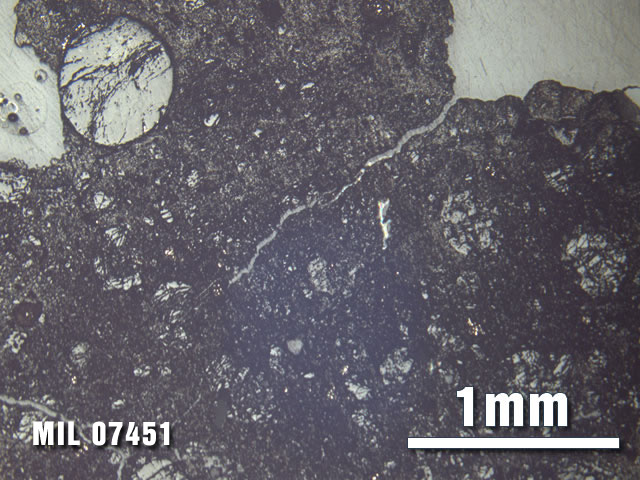 Thin Section Photo of Sample MIL 07451 at 2.5X Magnification in Reflected Light