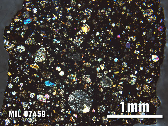 Thin Section Photo of Sample MIL 07459 at 2.5X Magnification in Cross-Polarized Light