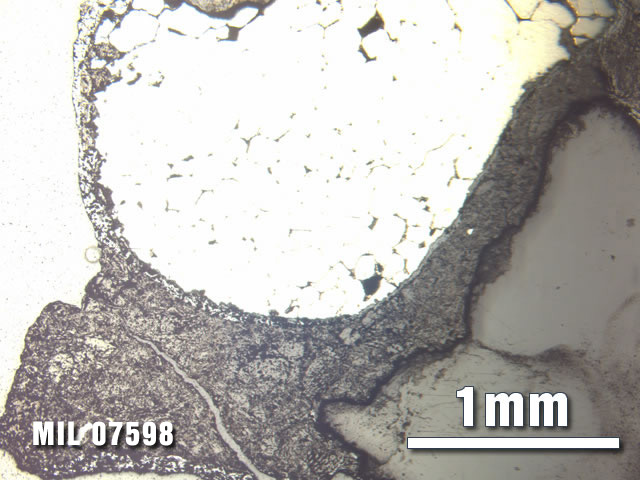 Thin Section Photo of Sample MIL 07598 at 2.5X Magnification in Reflected Light