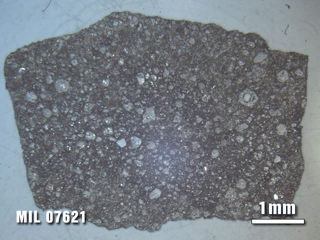 Thin Section Photo of Sample MIL 07621 at 1.25X Magnification in Reflected Light