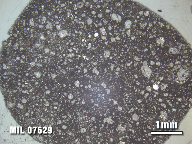 Thin Section Photo of Sample MIL 07629 at 1.25X Magnification in Reflected Light