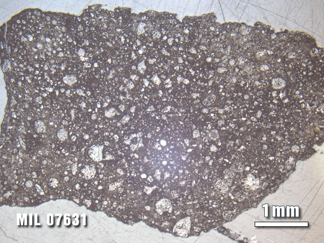 Thin Section Photo of Sample MIL 07631 at 1.25X Magnification in Reflected Light