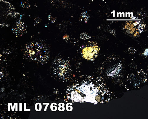 Thin Section Photograph of Sample MIL 07686 in Cross-Polarized Light at 2.5x Magnification