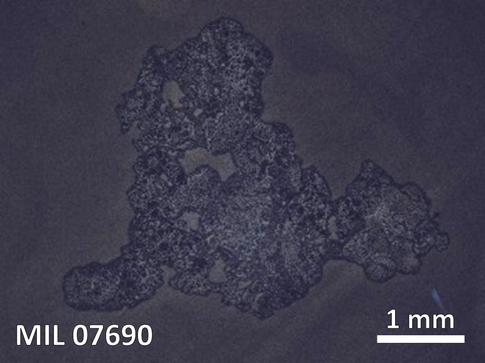 Thin Section Photo of Sample MIL 07690 in Reflected Light with  Magnification