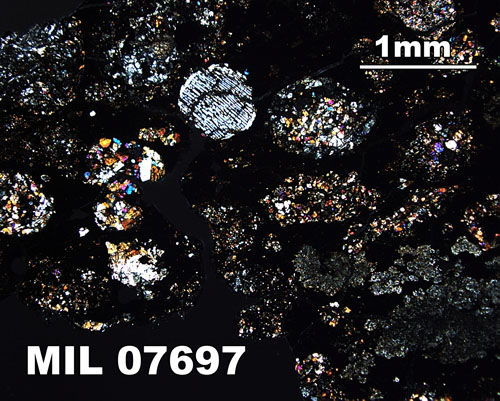 Thin Section Photograph of Sample MIL 07697 in Cross-Polarized Light at 2.5x Magnification