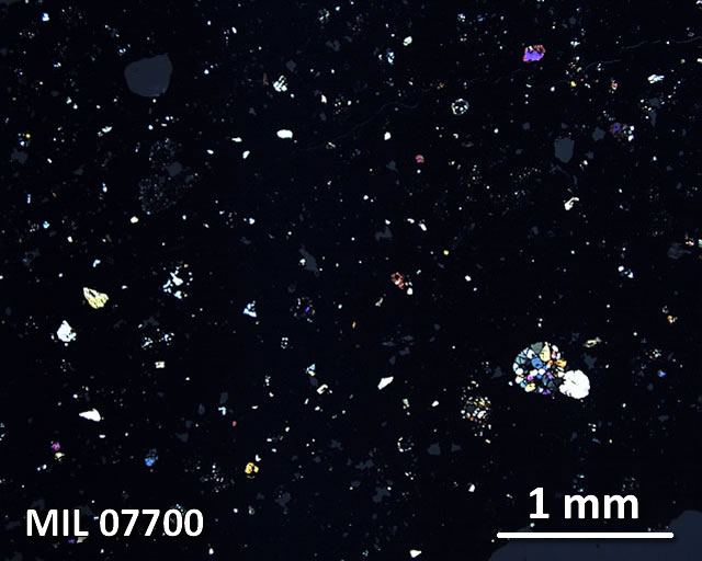Thin Section Photograph of Sample MIL 07700 in Cross-Polarized Light
