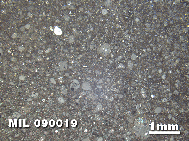 Thin Section Photo of Sample MIL 090019 at 1.25X Magnification in Reflected Light