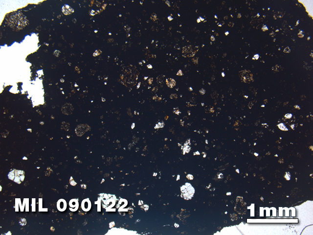 Thin Section Photo of Sample MIL 090122 in Plane-Polarized Light with 1.25X Magnification