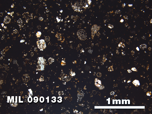 Thin Section Photo of Sample MIL 090133 in Plane-Polarized Light with 2.5X Magnification