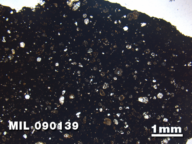 Thin Section Photo of Sample MIL 090139 in Plane-Polarized Light with 1.25X Magnification