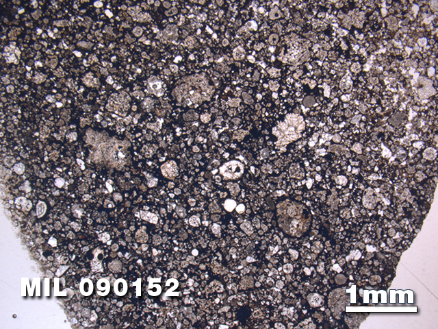 Thin Section Photo of Sample MIL 090152 at 1.25X Magnification in Plane-Polarized Light