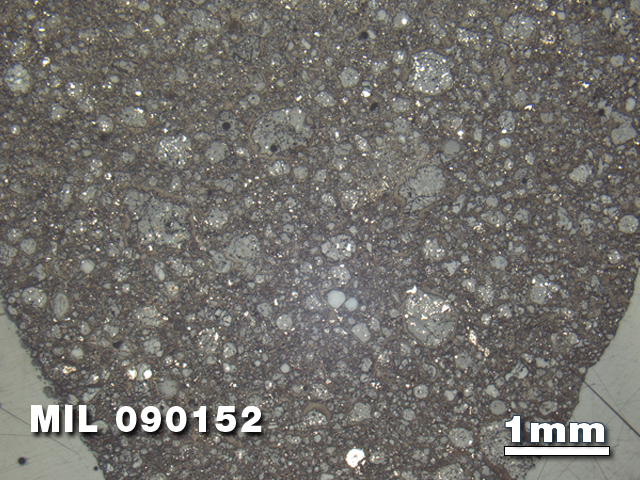 Thin Section Photo of Sample MIL 090152 at 1.25X Magnification in Reflected Light