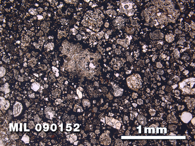 Thin Section Photo of Sample MIL 090152 at 2.5X Magnification in Plane-Polarized Light