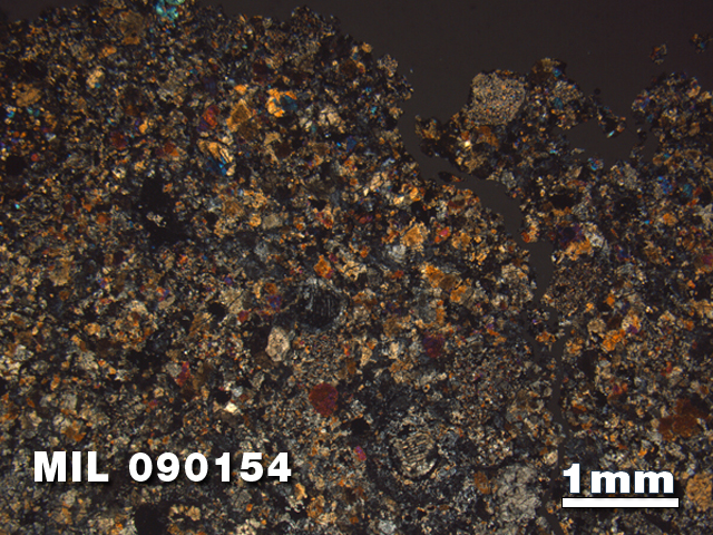 Thin Section Photo of Sample MIL 090154 at 1.25X Magnification in Cross-Polarized Light
